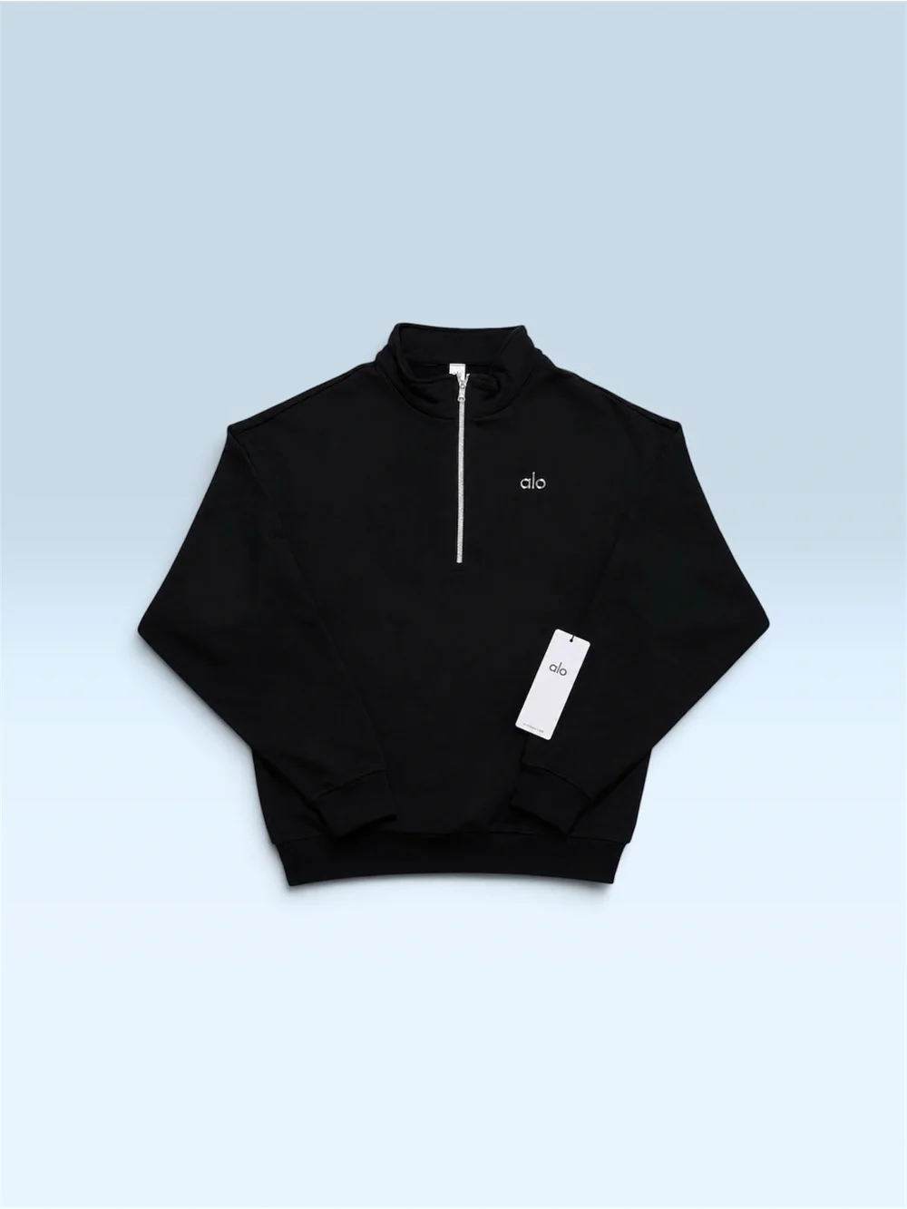 ALO Yoga accolade 1/4 pullover black zip NWT SIze S